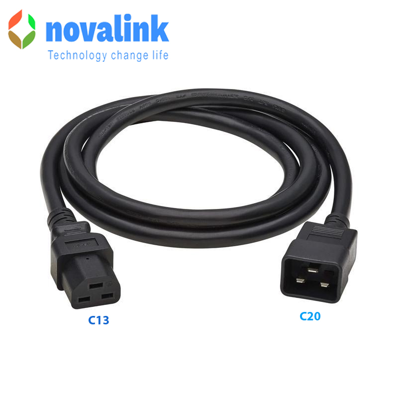 Dây nguồn C13 to C20 dài 3m lõi 3*2.08mm ,15A chính hãng Novalink NV-56012A